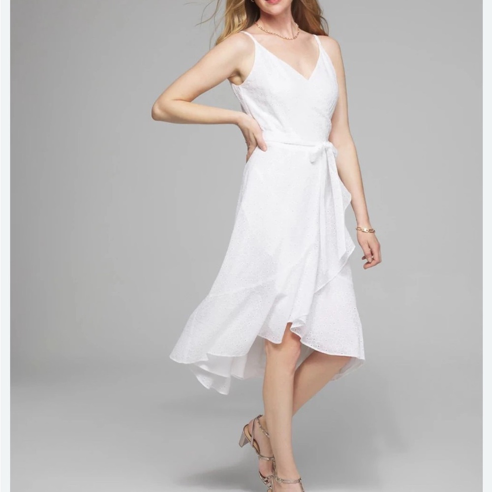 WHBM White House Black Market White Eyelet Wrap Dress 2